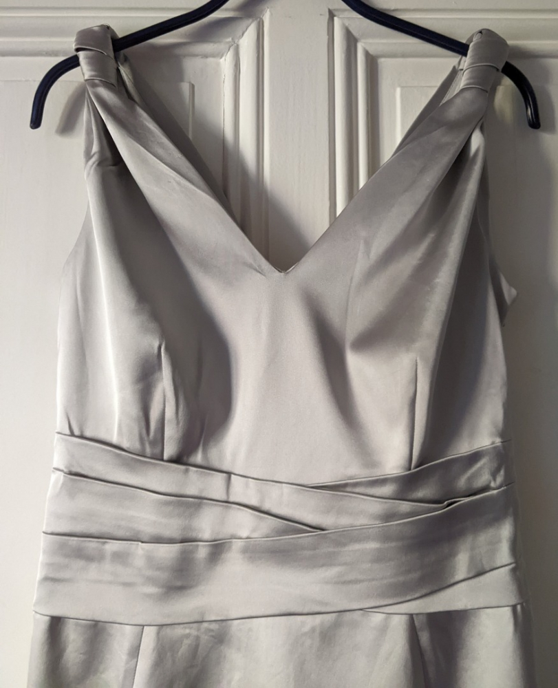 Karen Millen Pale silver satin dress 38