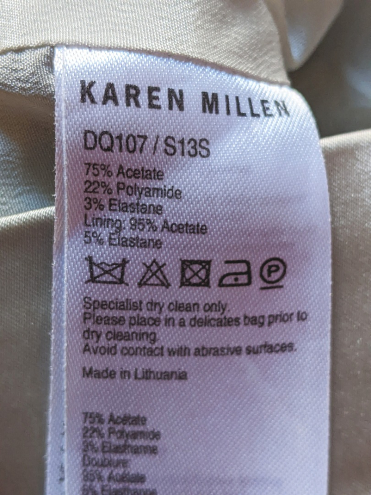 Karen Millen Pale silver satin dress 38