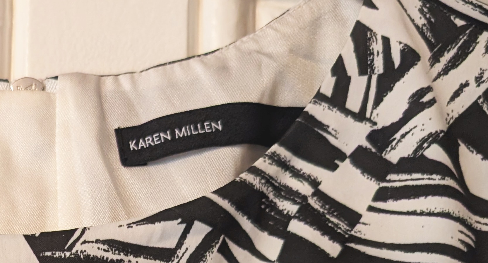 Karen Millen Black and cream satin dress 36