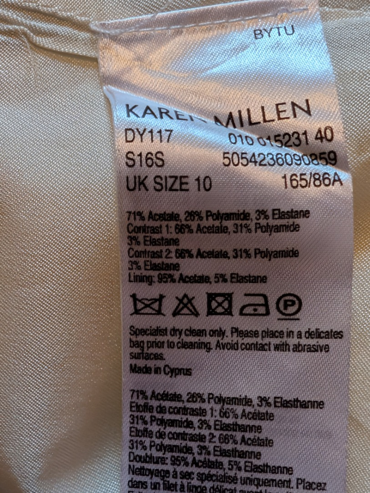 Karen Millen Black and cream satin dress 36