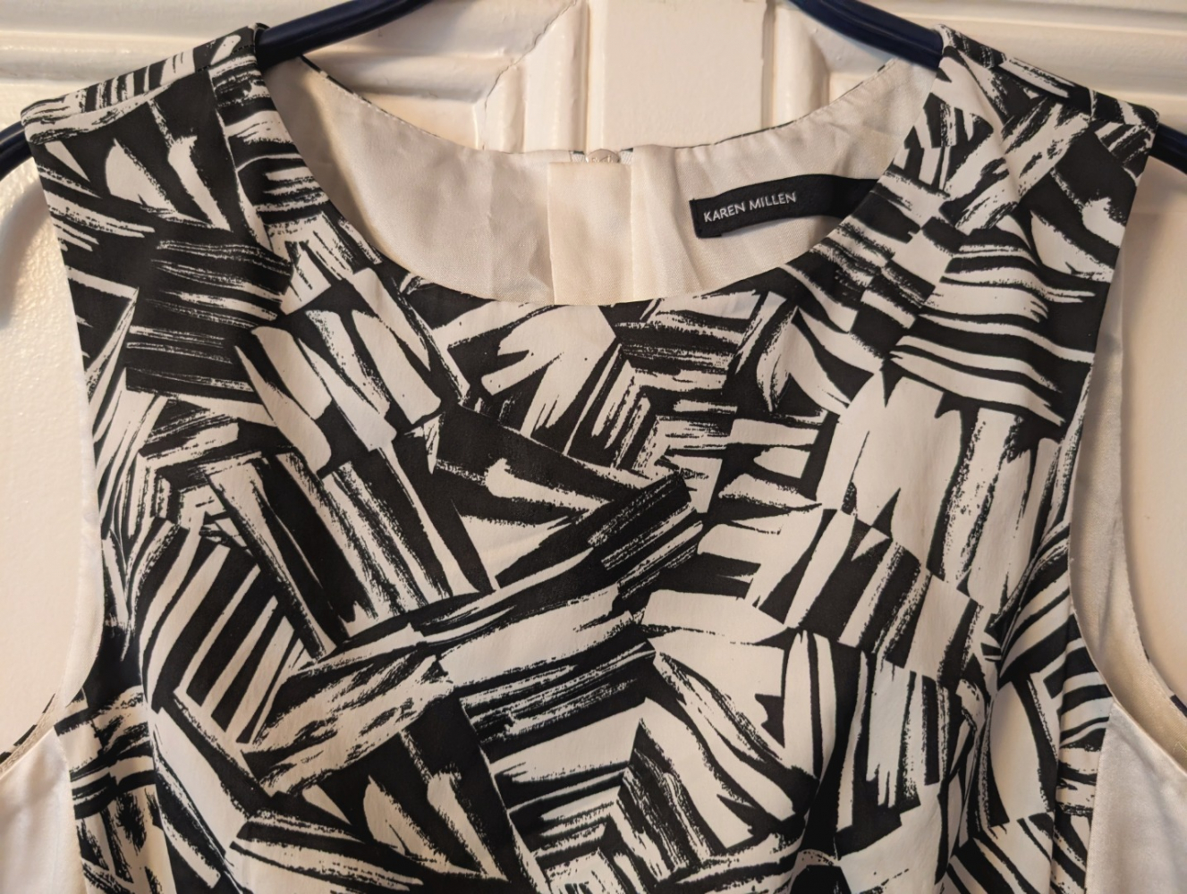 Karen Millen Black and cream satin dress 36