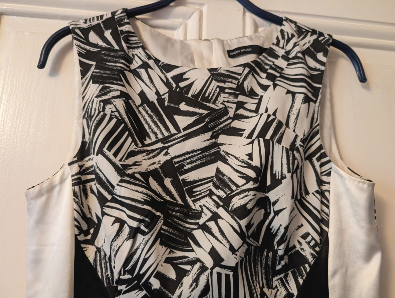 Karen Millen Black and cream satin dress 36