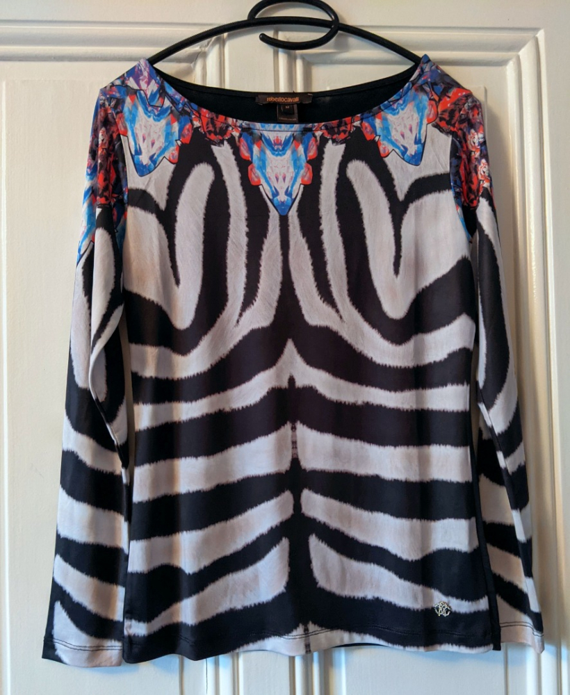Roberto Cavalli Shirt zébré satiné fluide et doux S-M