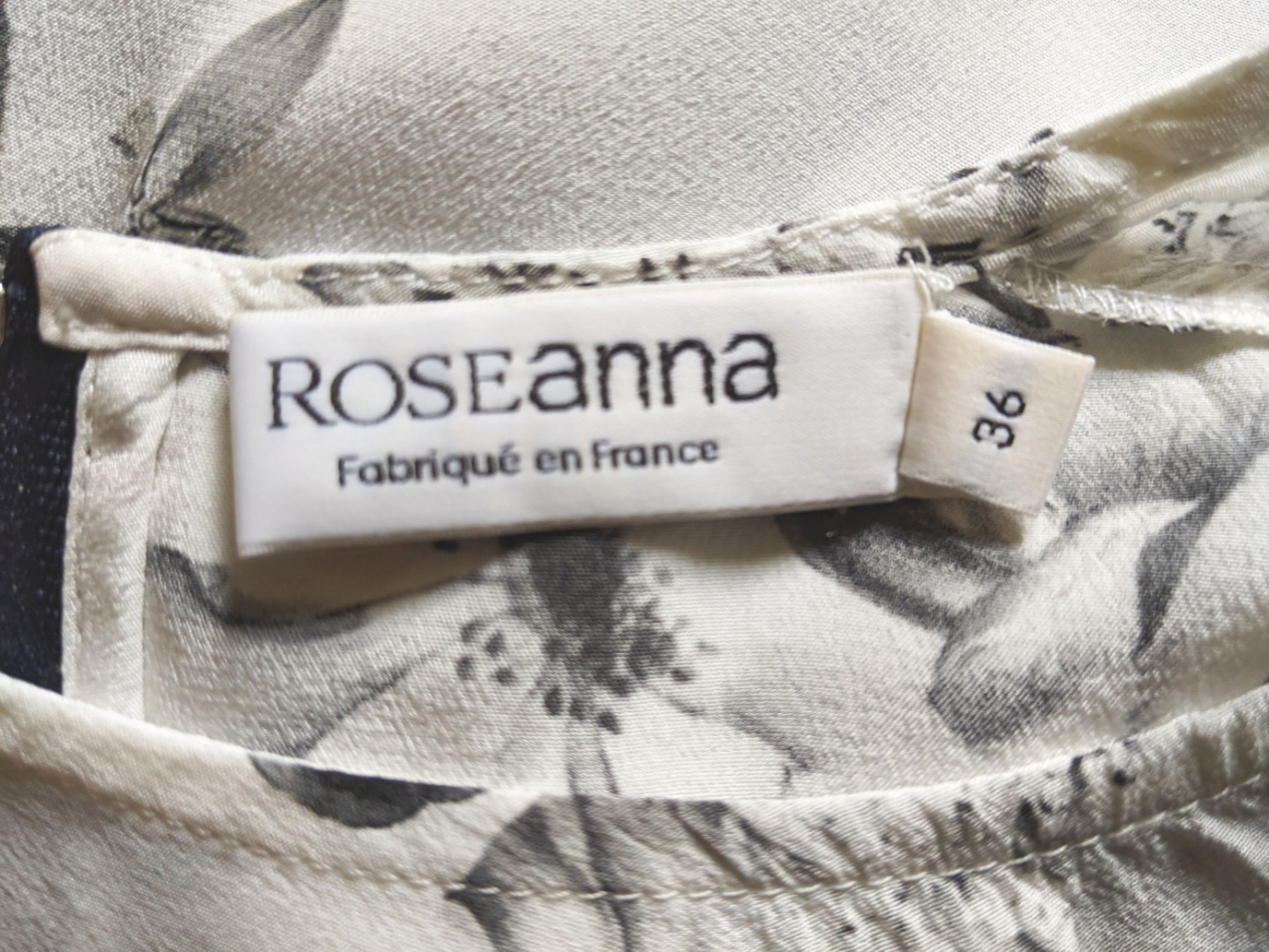 Roseanna Elegante Bluse schwarz/weiß 100% Seide 36-38