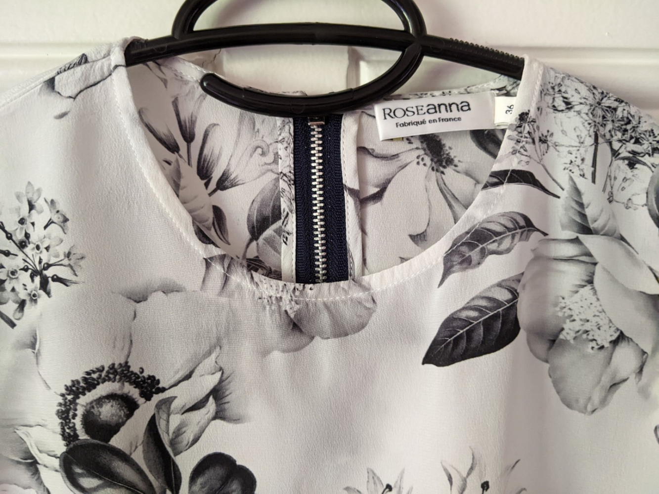 Roseanna Elegante Bluse schwarz/weiß 100% Seide 36-38