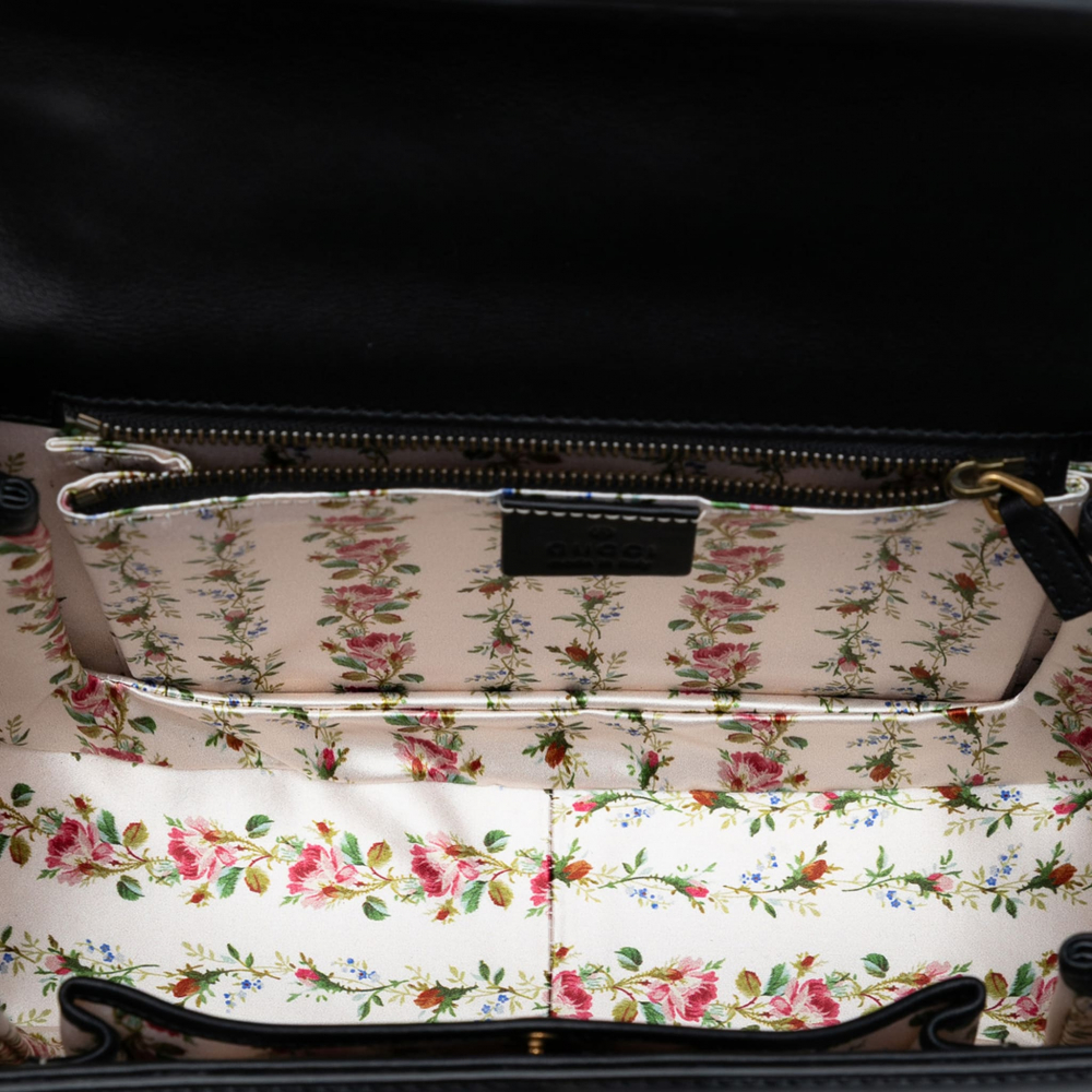 Gucci Bamboo Medium Leather Top-Handle Handbag Black