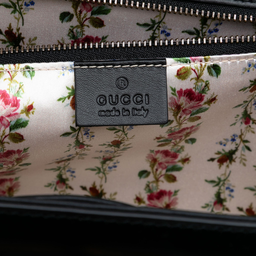 Gucci Bamboo Medium Leather Top-Handle Handbag Black