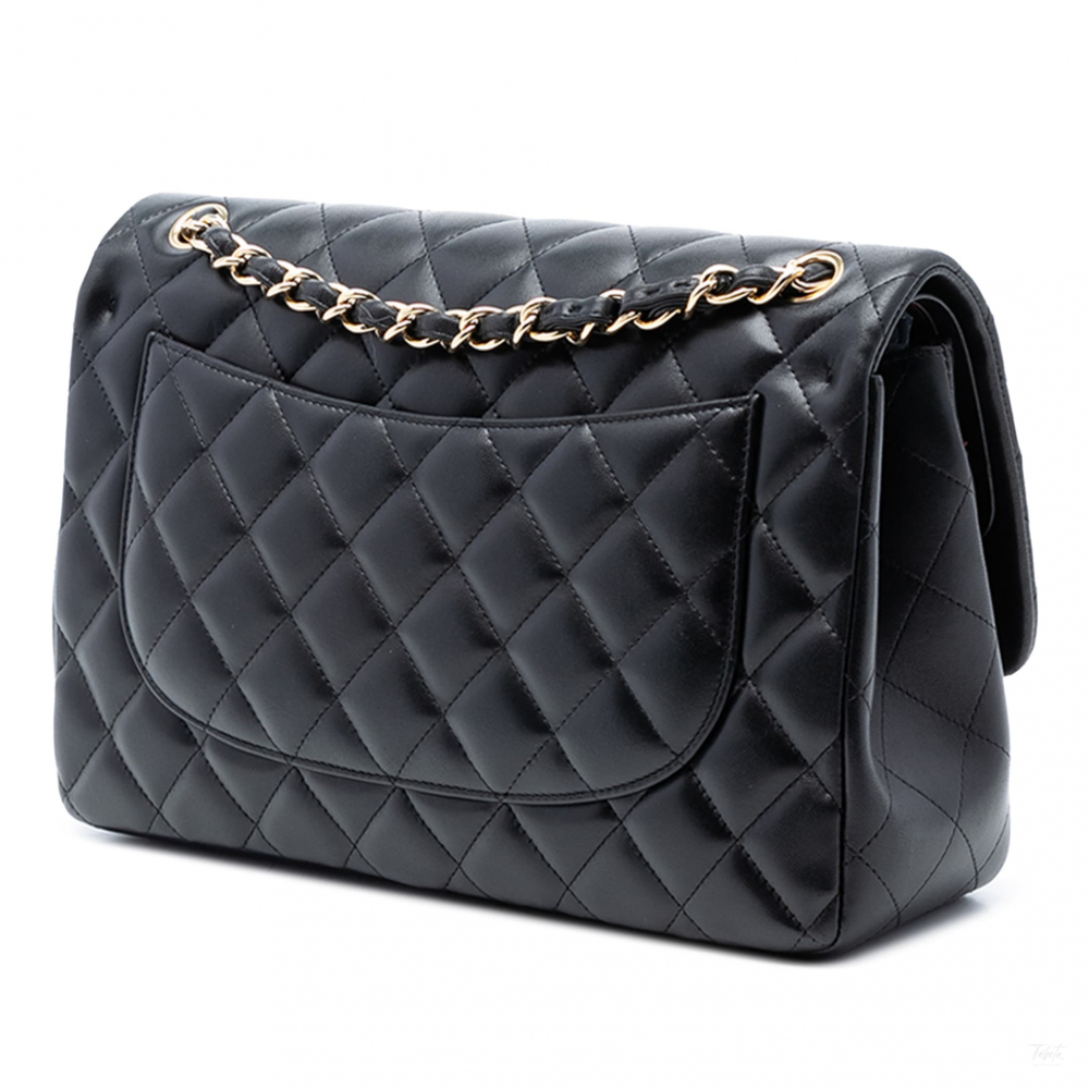 Chanel Classic Double Flap Jumbo Lambskin Leather Matelassè Handbag Black