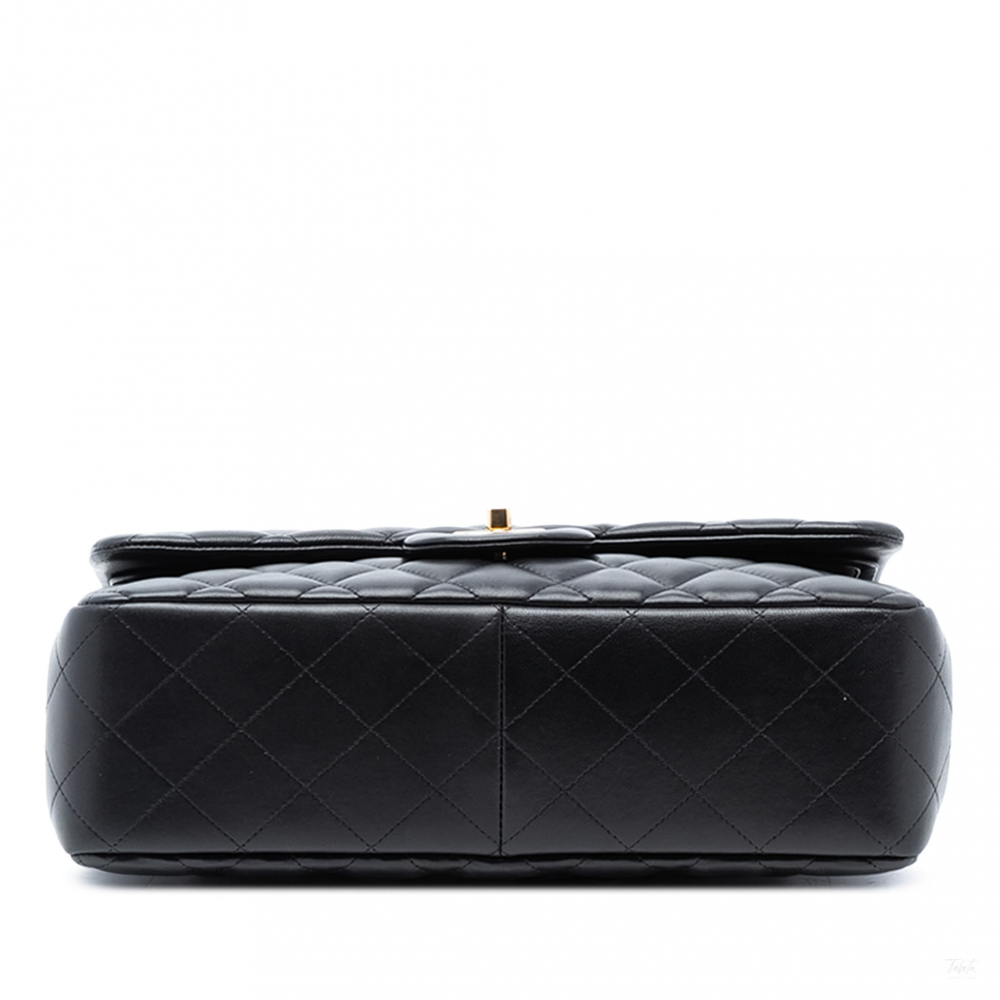 Chanel Classic Double Flap Jumbo Lambskin Leather Matelassè Handbag Black