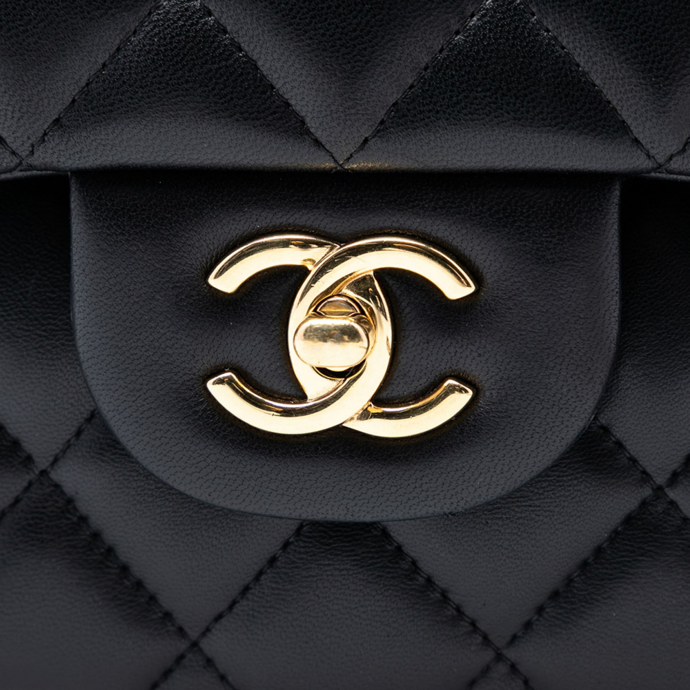 Chanel Classic Double Flap Jumbo Lambskin Leather Matelassè Handbag Black