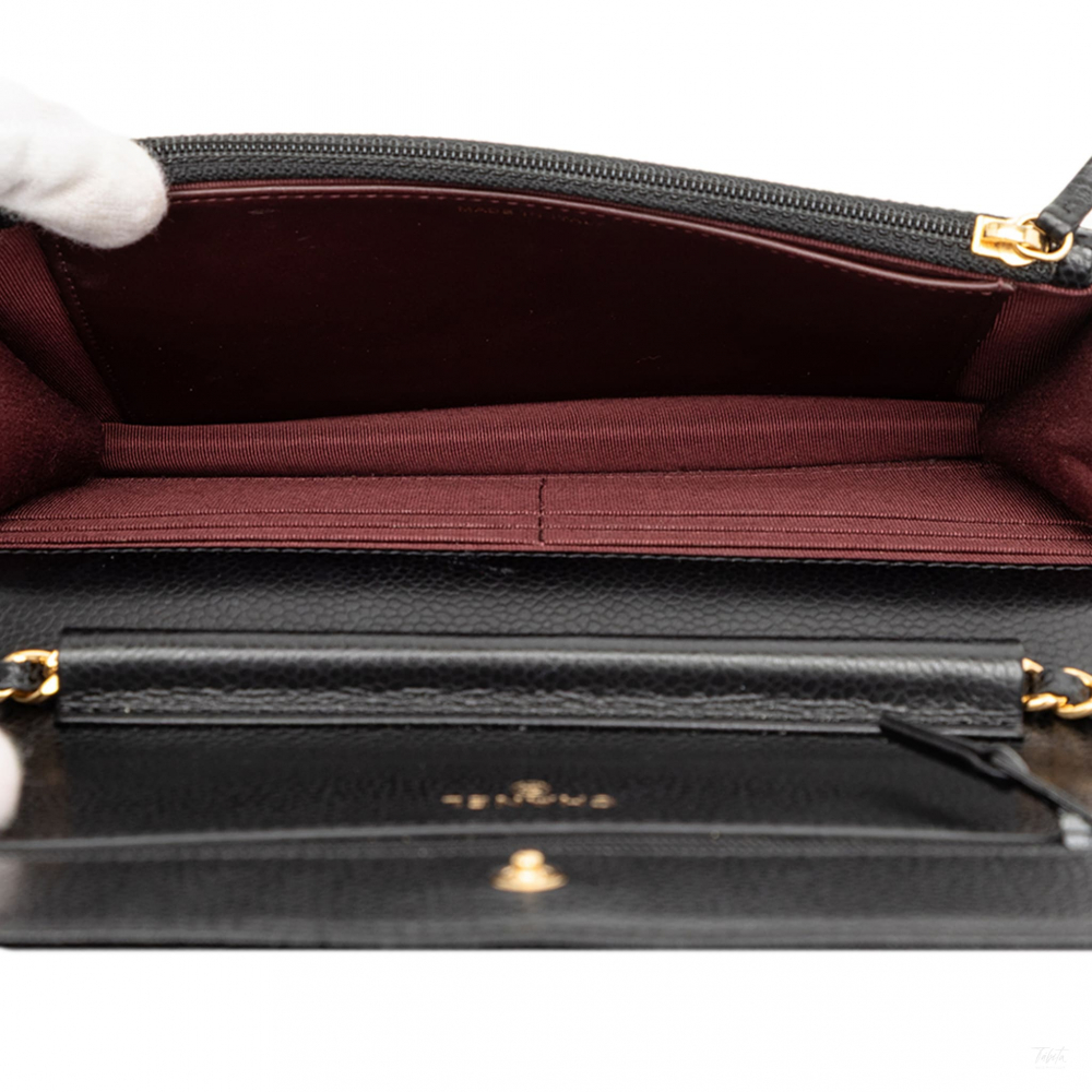 Chanel WOC Caviar Leather Quilted Flap Crossbody Black