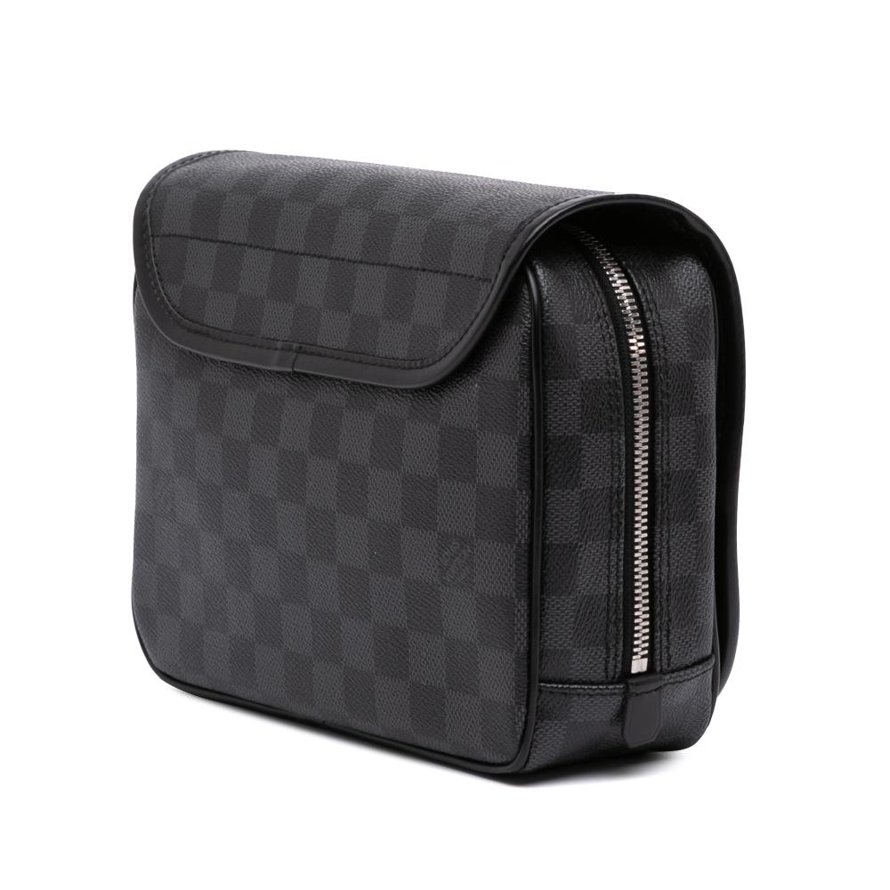 Louis Vuitton B Louis Vuitton Black Damier Canvas Canvas Damier Graphite Hanging Toiletry Kit Pouch France