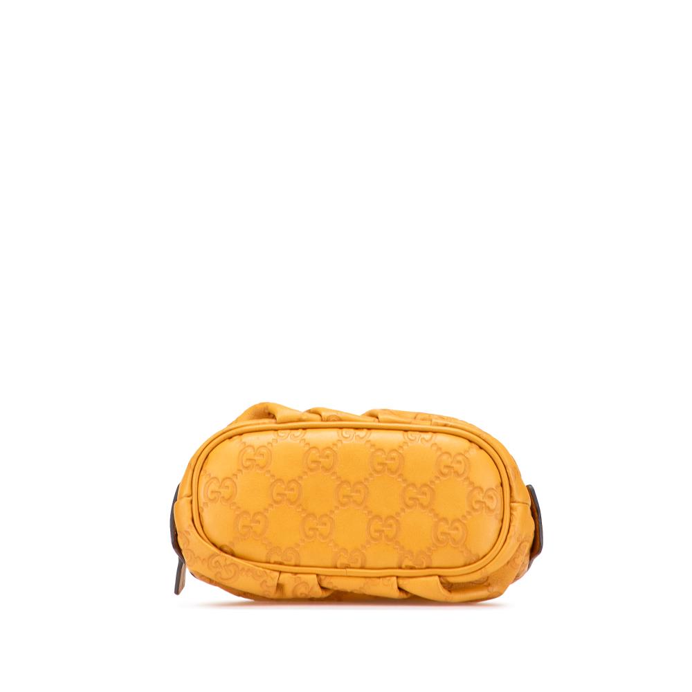 Gucci B Gucci Yellow Mustard Calf Leather Guccissima Pouch Italy