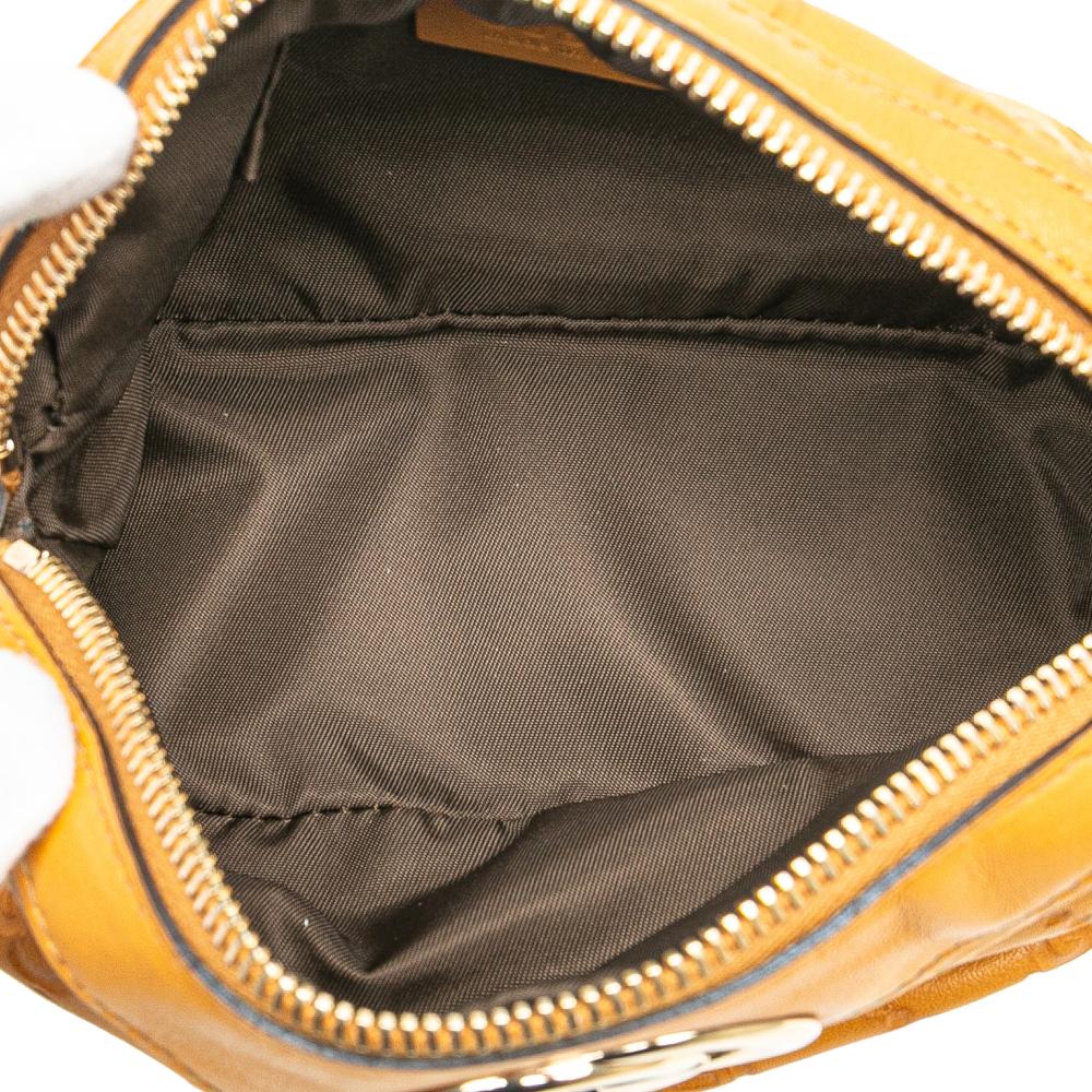 Gucci B Gucci Yellow Mustard Calf Leather Guccissima Pouch Italy