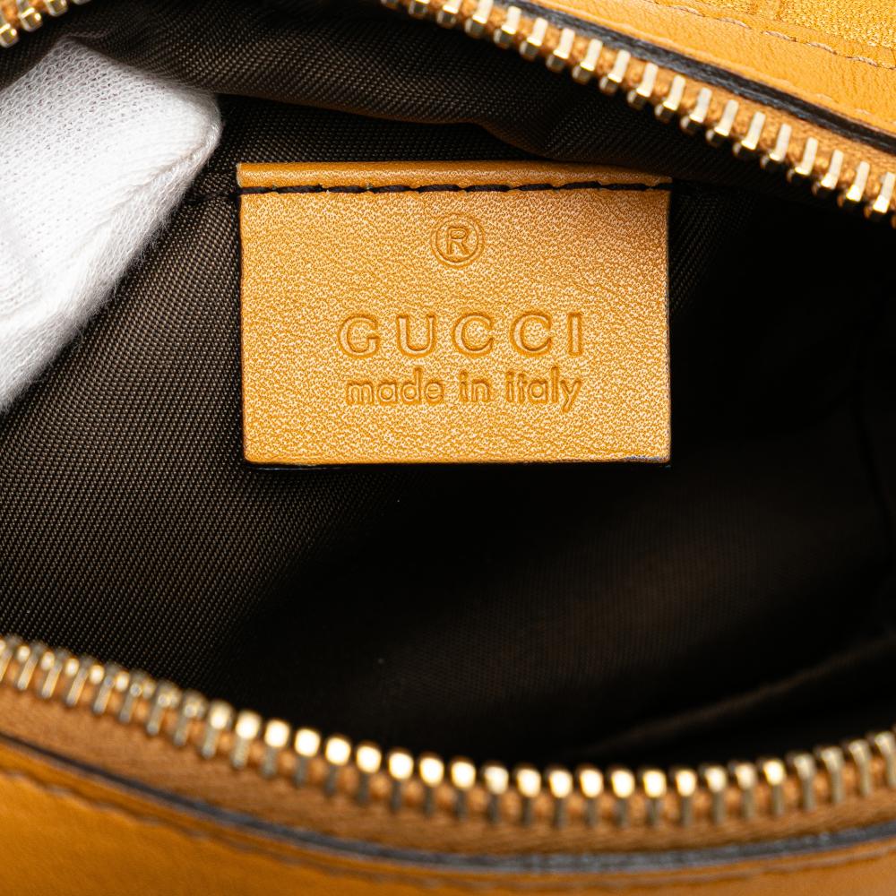 Gucci B Gucci Yellow Mustard Calf Leather Guccissima Pouch Italy