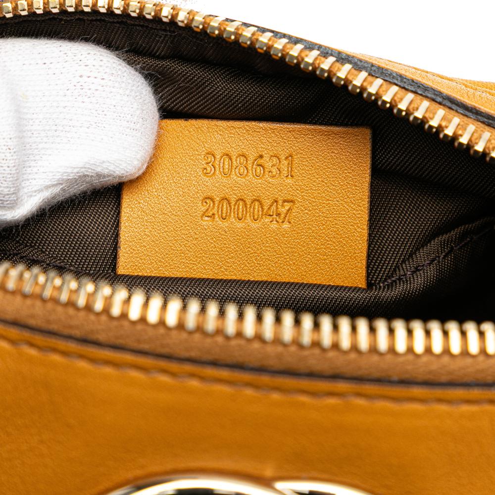 Gucci B Gucci Yellow Mustard Calf Leather Guccissima Pouch Italy