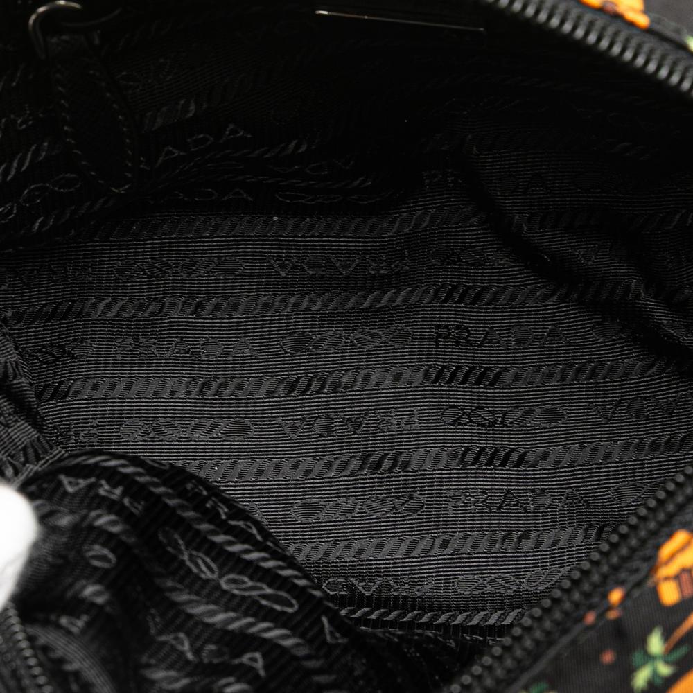 Prada AB Prada Black Nylon Fabric Small Tessuto Saint Palm Cosmetic Pouch Italy