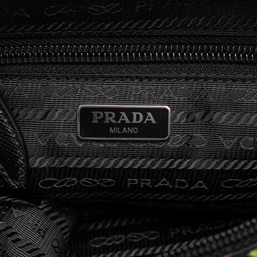 Prada AB Prada Black Nylon Fabric Small Tessuto Saint Palm Cosmetic Pouch Italy
