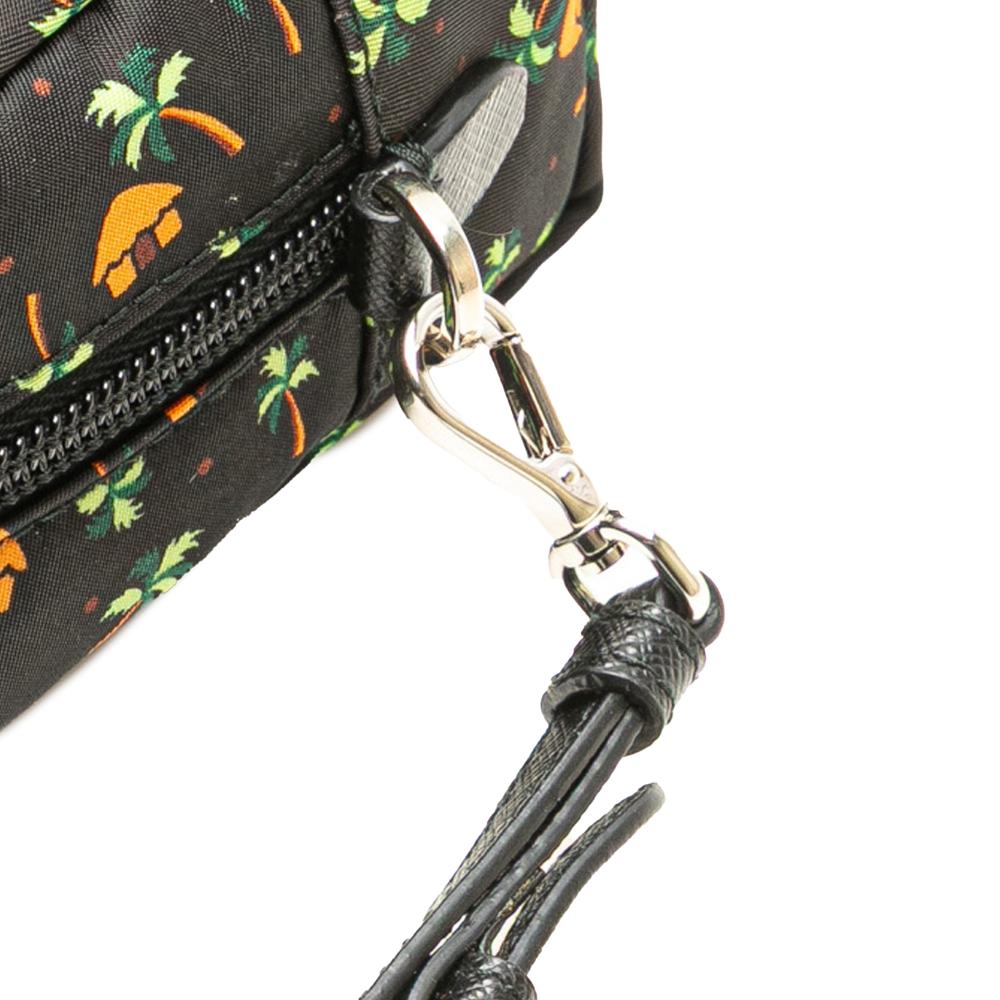 Prada AB Prada Black Nylon Fabric Small Tessuto Saint Palm Cosmetic Pouch Italy