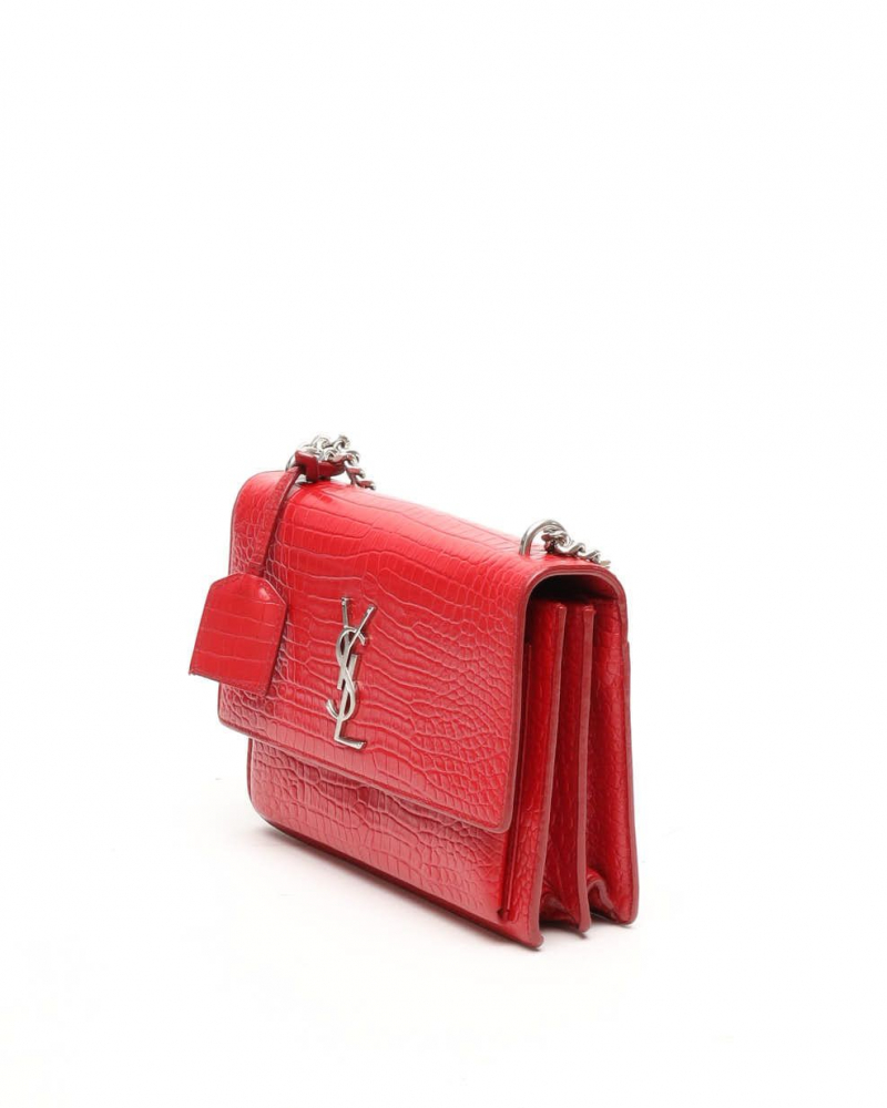 Saint Laurent Crocodile Embossed Medium Monogram Sunset Bag