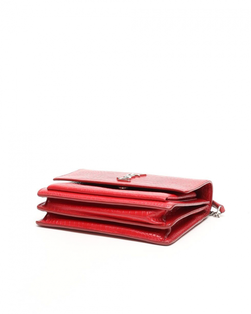 Saint Laurent Crocodile Embossed Medium Monogram Sunset Bag