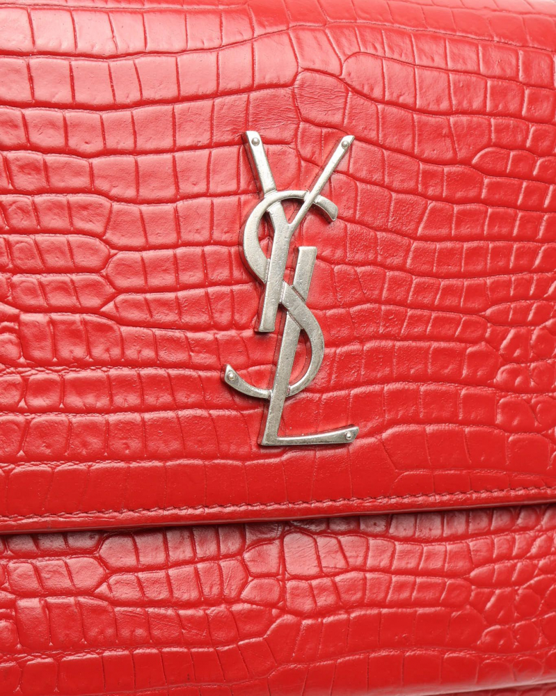 Saint Laurent Crocodile Embossed Medium Monogram Sunset Bag