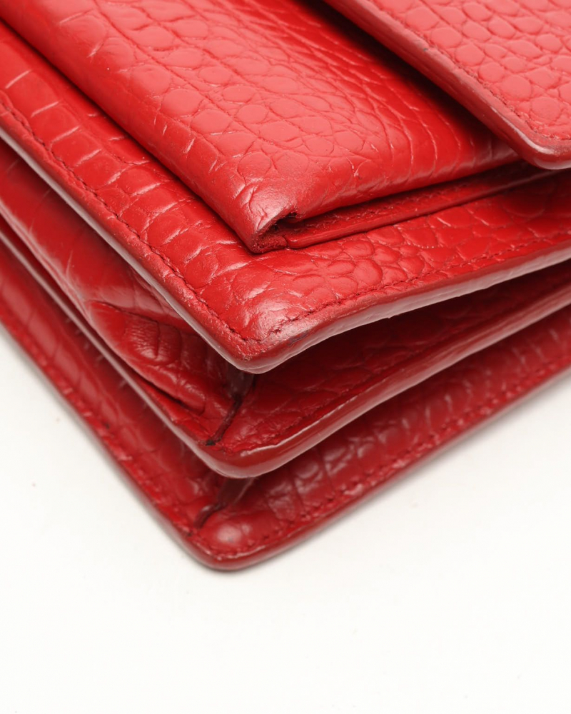 Saint Laurent Crocodile Embossed Medium Monogram Sunset Bag