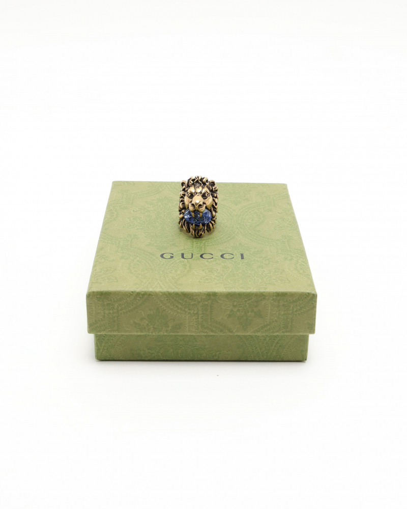 Gucci Lion Rhinestone Ring, size 51