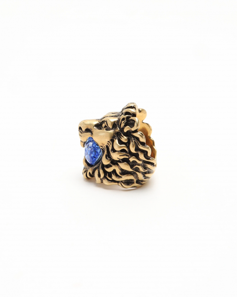 Gucci Lion Rhinestone Ring, size 51