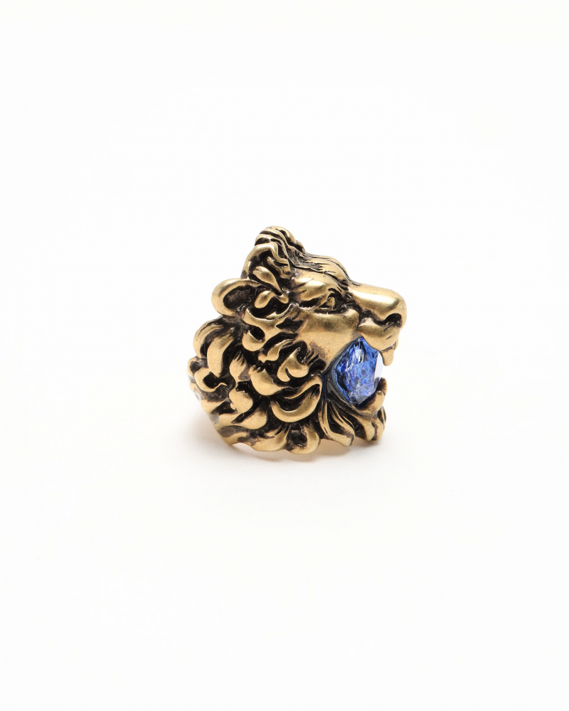 Gucci Lion Rhinestone Ring, size 51
