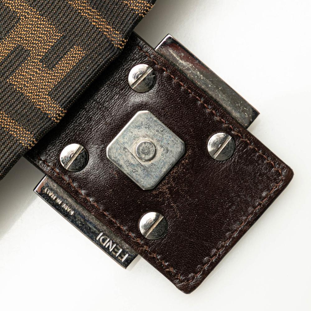 Fendi B Fendi Brown Canvas Fabric Zucca Shoulder Bag Italy