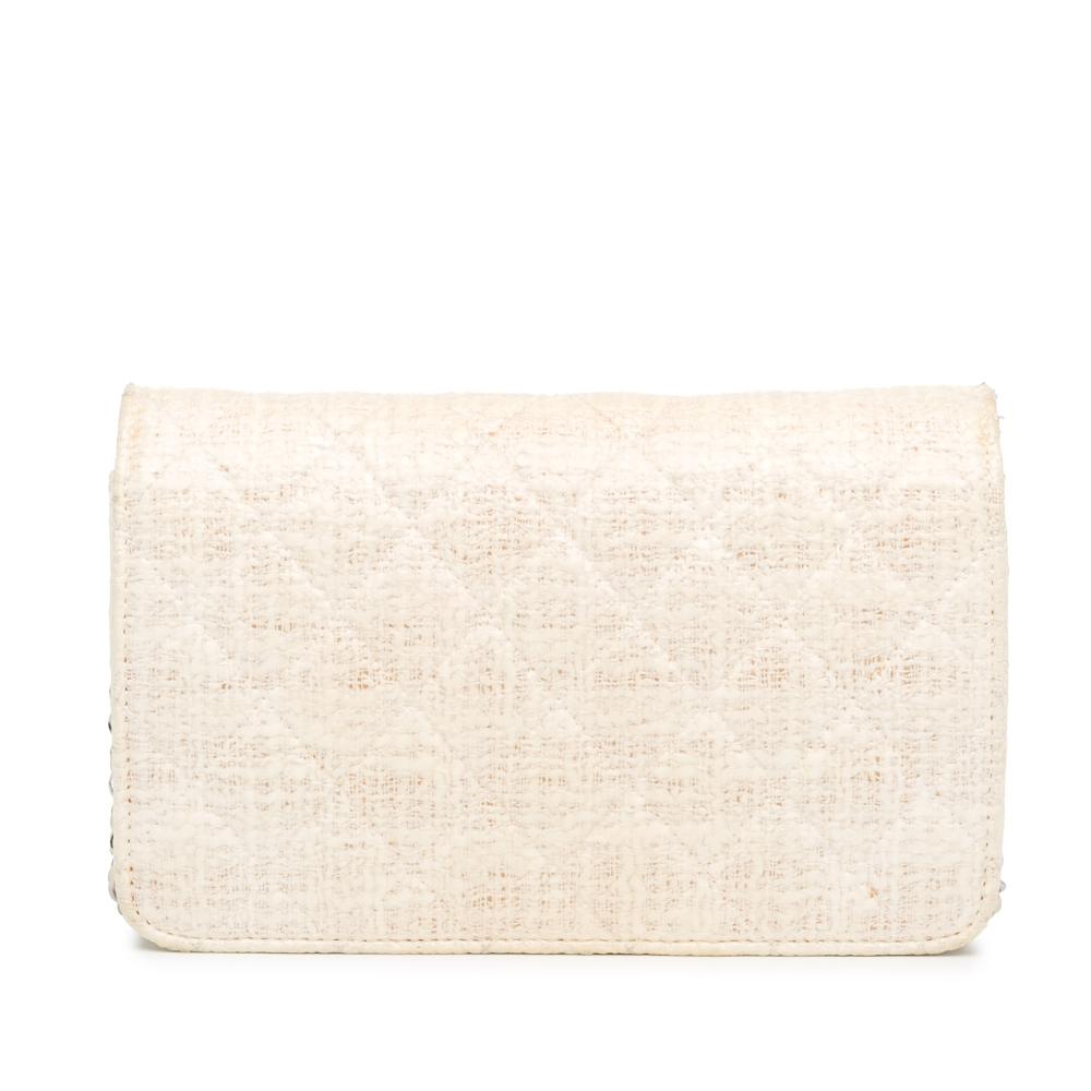 Chanel B Chanel Brown Beige Coated Canvas Fabric CC Coated Tweed Wallet On Chain Italy