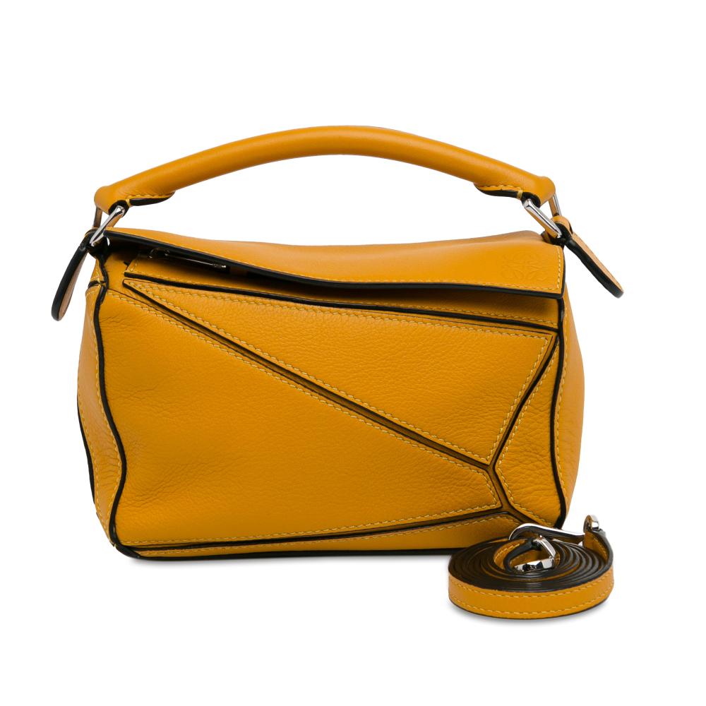 Loewe AB LOEWE Yellow Mustard Calf Leather Mini skin Puzzle Satchel Spain