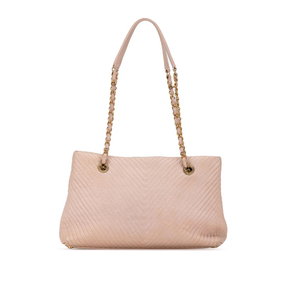 Chanel B Chanel Pink Calf Leather Large Chevron skin Surpique Tote Italy