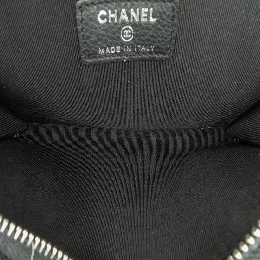 Chanel AB Chanel Black Calf Leather Bull Studded Zip Wallet Italy