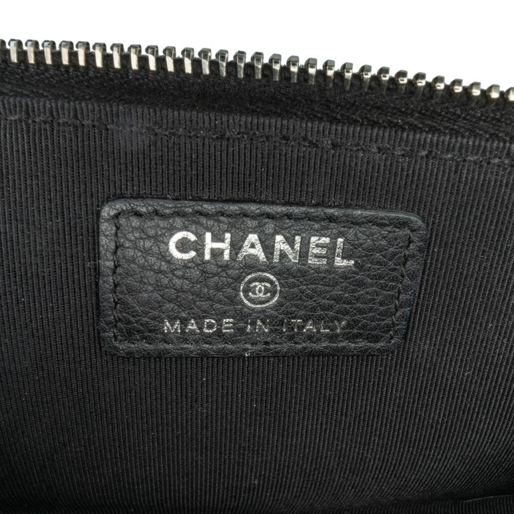 Chanel AB Chanel Black Calf Leather Bull Studded Zip Wallet Italy