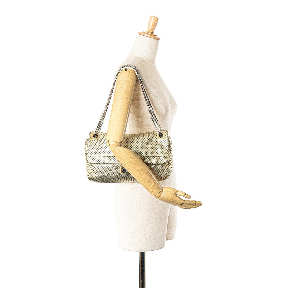 Chanel B Chanel Gold Light Gold Calf Leather Medium Perforated skin Reissue Drill Flap Italy