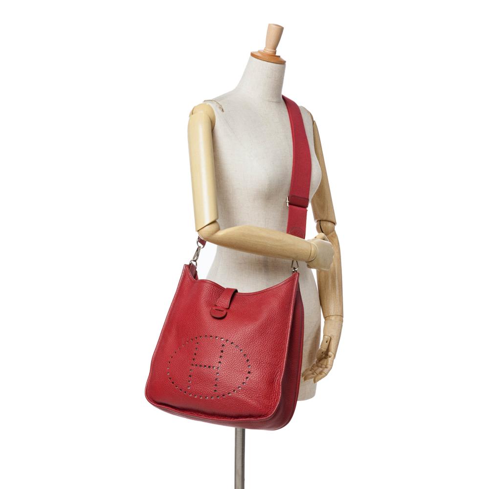 Hermès B Hermès Red Dark Red Calf Leather Clemence Evelyne III 29 France