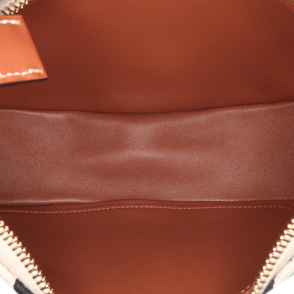 Celine B Celine Brown Beige Canvas Fabric Zebra Print Ava Shoulder Bag Italy