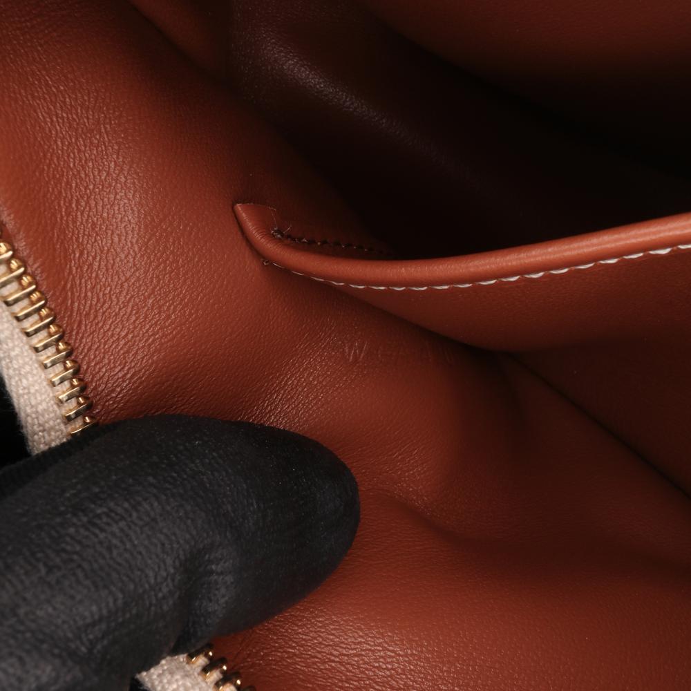 Celine B Celine Brown Beige Canvas Fabric Zebra Print Ava Shoulder Bag Italy