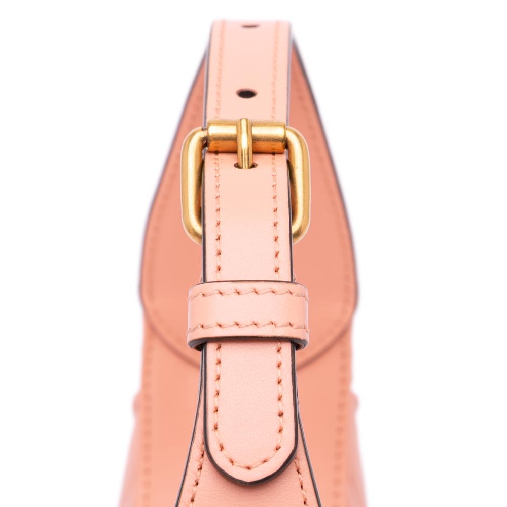 Gucci AB Gucci Pink Calf Leather Mini Matelasse GG Marmont Half Moon Hobo Italy