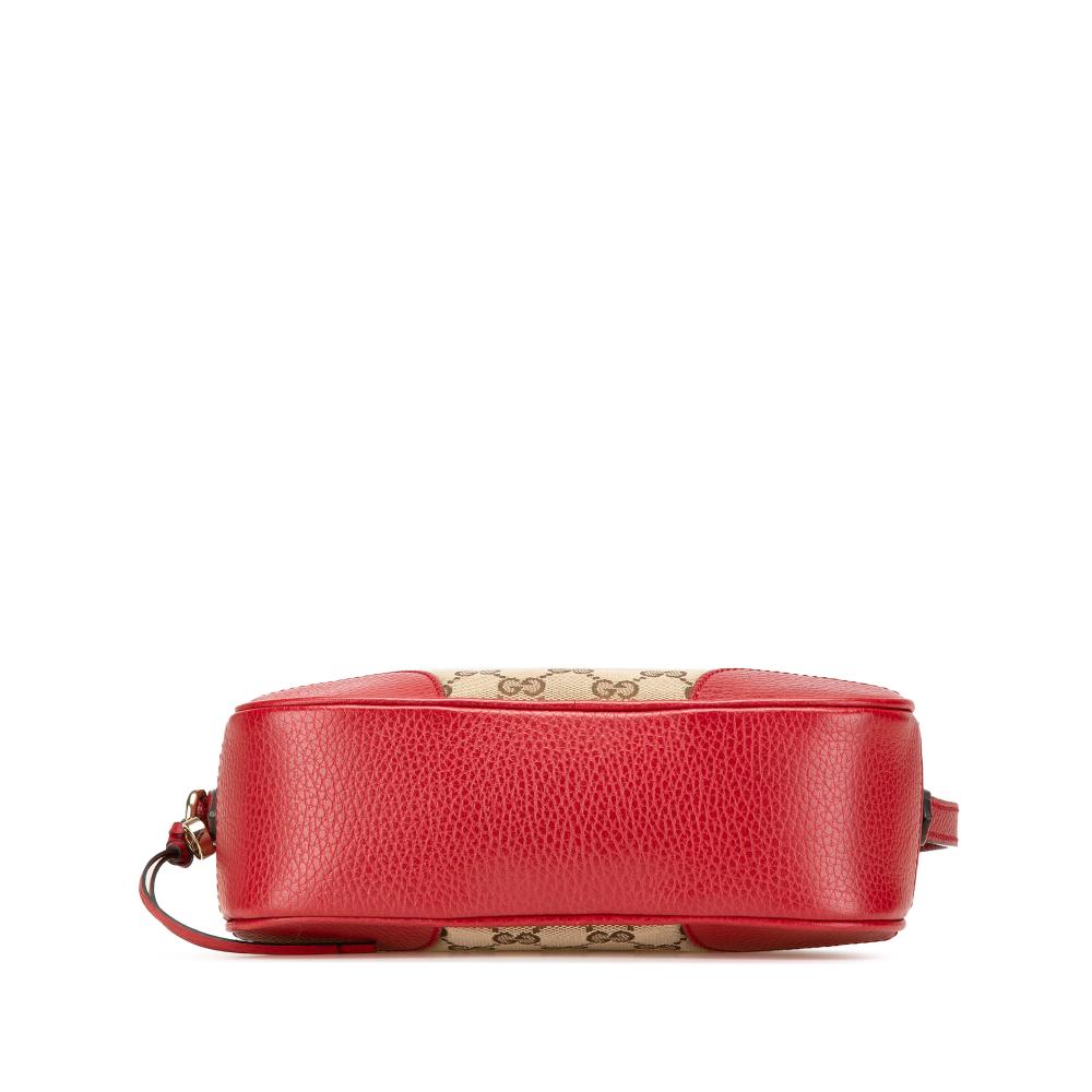 Gucci AB Gucci Brown Beige with Red Canvas Fabric GG Bree Crossbody Italy