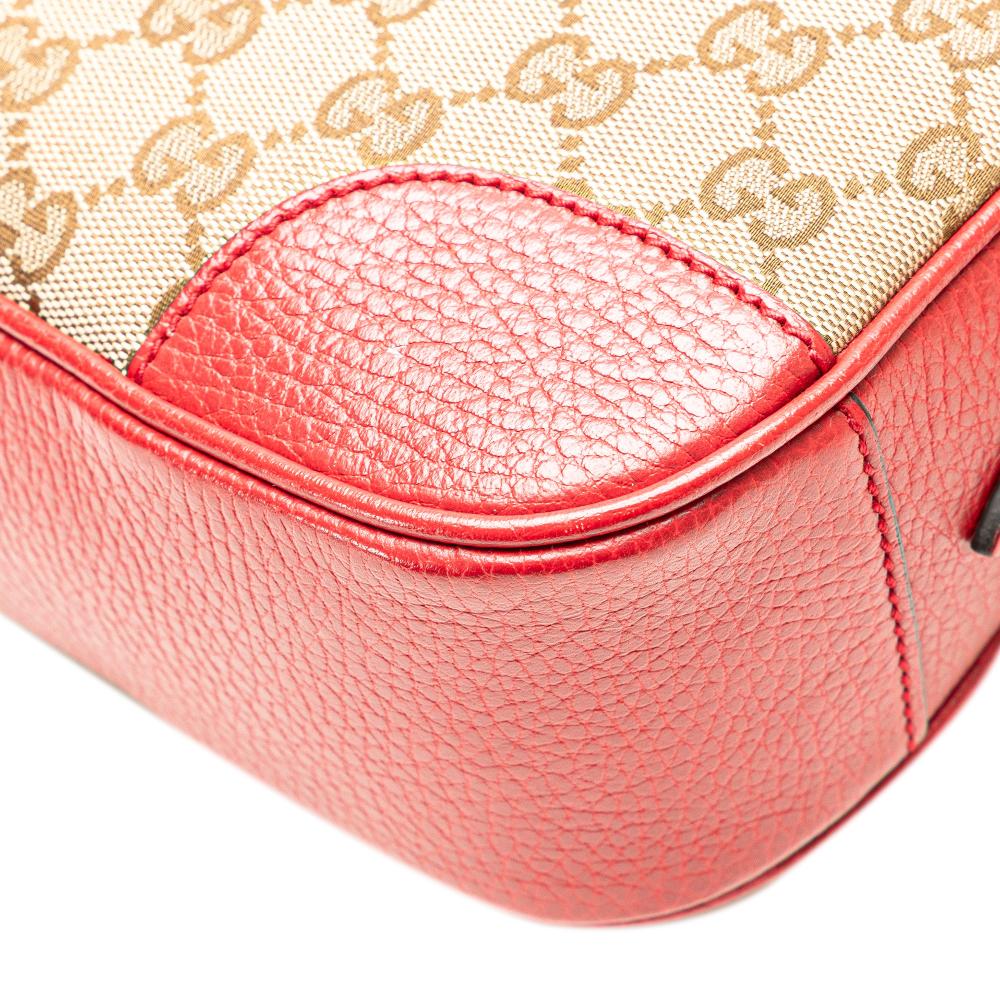 Gucci AB Gucci Brown Beige with Red Canvas Fabric GG Bree Crossbody Italy