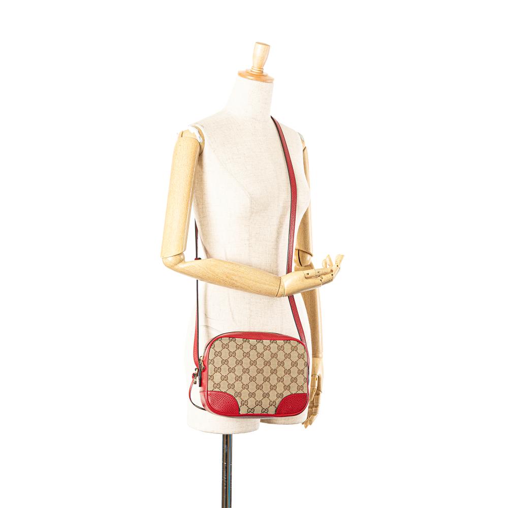 Gucci AB Gucci Brown Beige with Red Canvas Fabric GG Bree Crossbody Italy