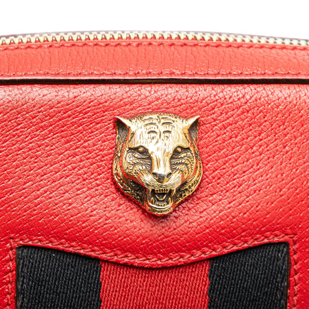 Gucci B Gucci Red Calf Leather Animalier Web Disco Crossbody Italy