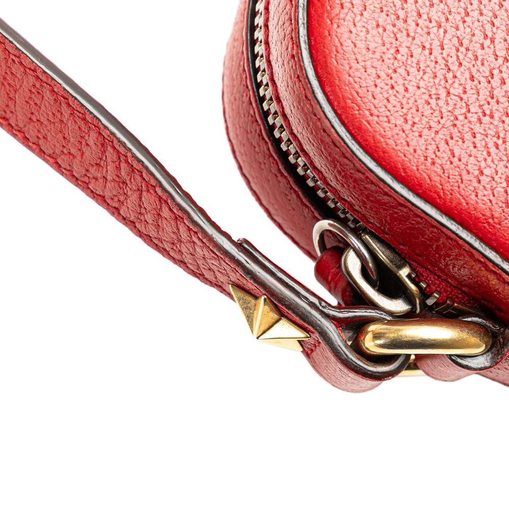 Gucci B Gucci Red Calf Leather Animalier Web Disco Crossbody Italy