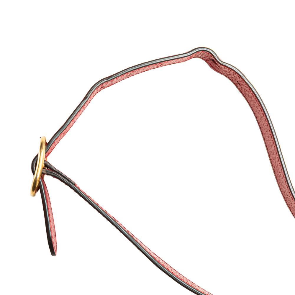 Gucci B Gucci Red Calf Leather Animalier Web Disco Crossbody Italy