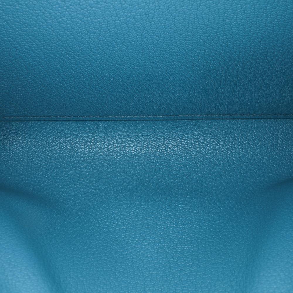 Hermès B Hermès Blue Peacock Calf Leather Tadelakt Medor Clutch 23 France