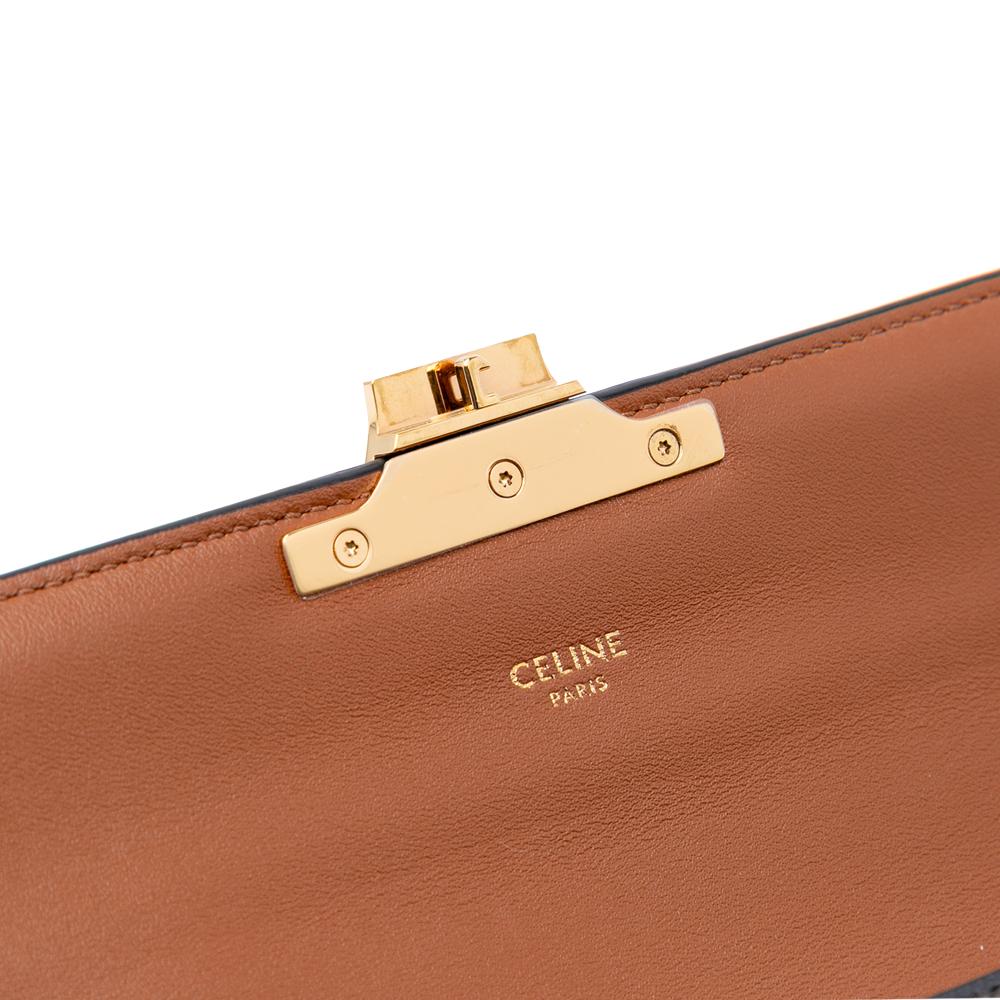 Celine B Celine Brown Coated Canvas Fabric Triomphe Triomphe Chain Shoulder Bag Italy