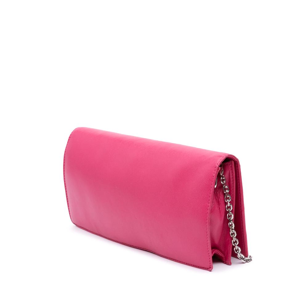 Loewe AB LOEWE Pink Nappa Leather Leather Anagram Nappa Bow Tie Clutch with Chain Spain